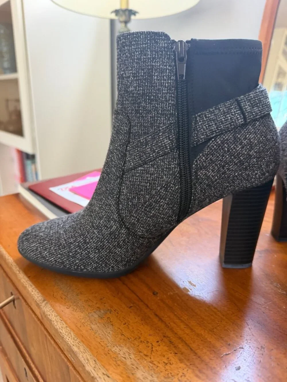 Kelly & Katie Gavilea Black Tweed Ankle Boots Silver Buckle Size 9M